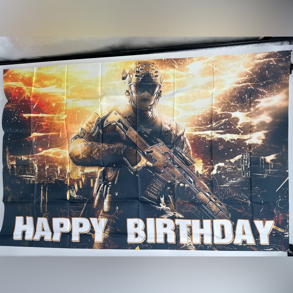 Call of Duty Gamer Theme Happy Birthday Backdrop Banner 5x3Ft